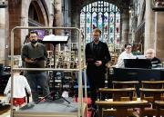 Alistair, Joe, Lauren and Andrew being directed by our Conductor's Apprentice, with the help of Rabbit