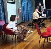 Stephanie, Aidan and Andrew - rehearsal fun